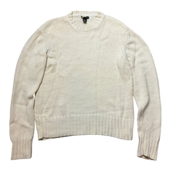 Club Monaco Yellow Cream Wool Knit Sweater Size Large Minimalist Cozy Classic - Picture 5 of 5